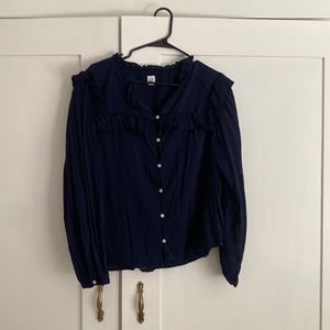 GAP Ruffled Linen Peasant Blouse